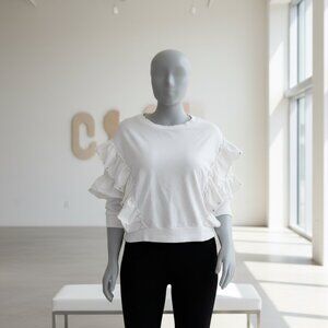 White Ruffle Sleeve Top